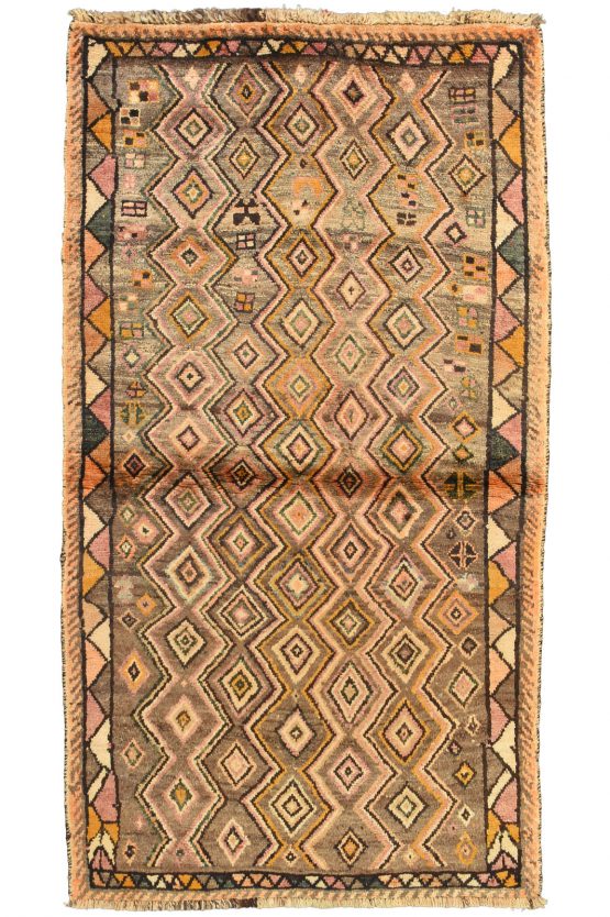 Qashqai Rug 3'4'' x 5'11'' Brown Wool Vintage Tribal Hand-Knotted Carpet