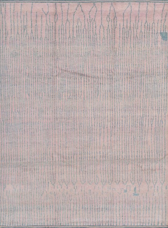 Moroccan Rug 9'3'' x 12'6'' Pink Wool Contemporary Hand-Knotted Carpet