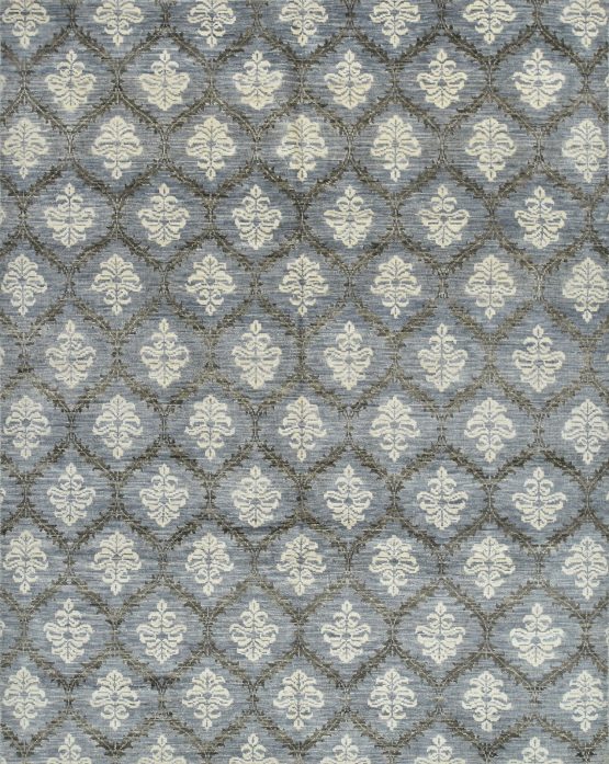 Modern Rug 7'10'' x 10' Gray Wool Hand-Knotted Oriental Carpet