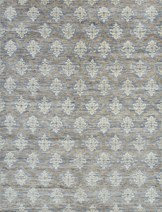 Modern Rug 7'11'' x 10'4'' Gray Wool Hand-Knotted Oriental Carpet