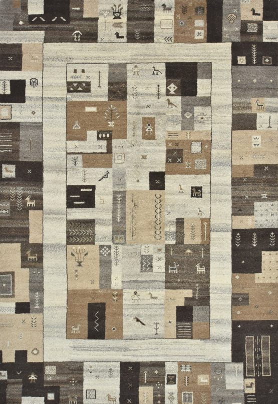 Gabbeh Rug 6'8'' x 9'9'' Gray Wool Modern Hand-Knotted Oriental Carpet