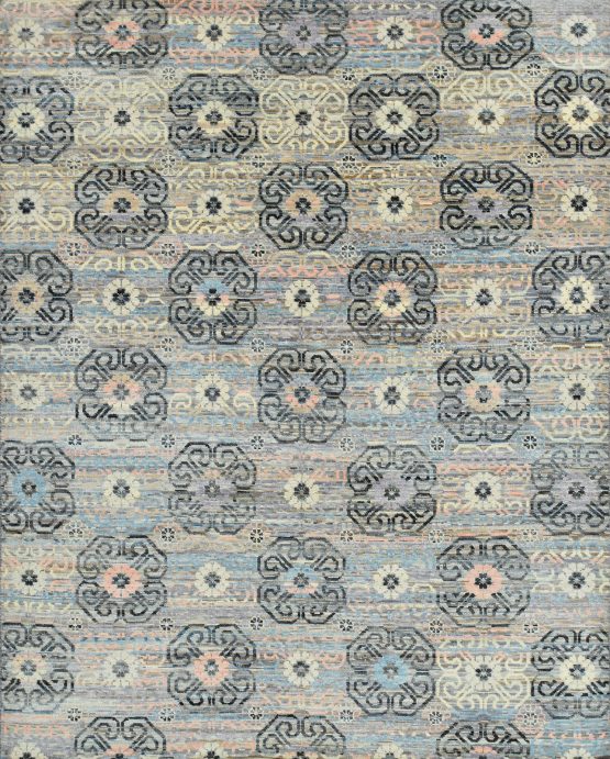 Modern Rug 8' x 10' Gray Wool Hand-Knotted Oriental Carpet
