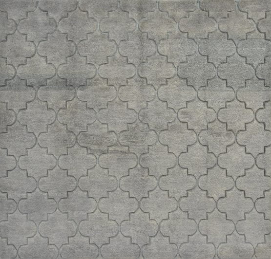 Trellis Rug 7'10'' x 8'4'' Gray Wool Contemporary Hand-Knotted Carpet