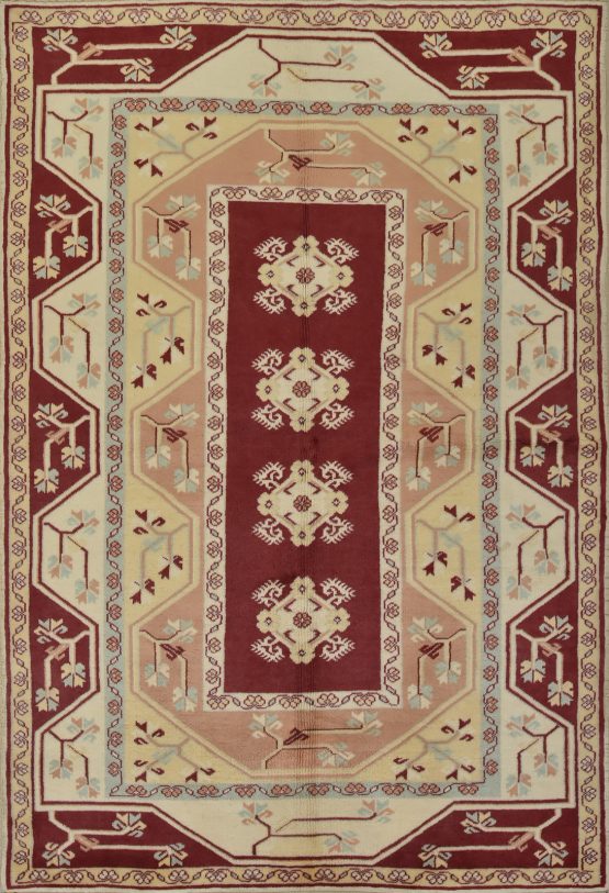 Milas Rug 4'11'' x 7'4'' Red Wool Vintage Hand-Knotted Oriental Carpet