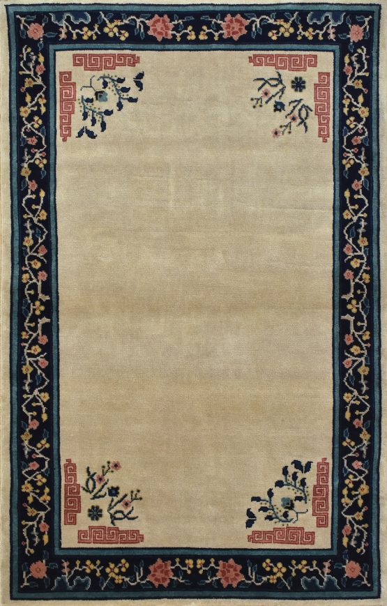 Peking Rug 3'11'' x 6'1'' Beige Wool Traditional Hand-Knotted Oriental Carpet