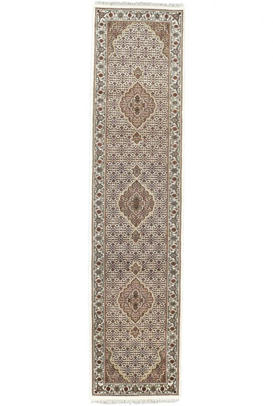 Tabriz Mahi Runner 2'10'' x 11'10'' Ivory Wool Traditional Hand-Knotted Rug