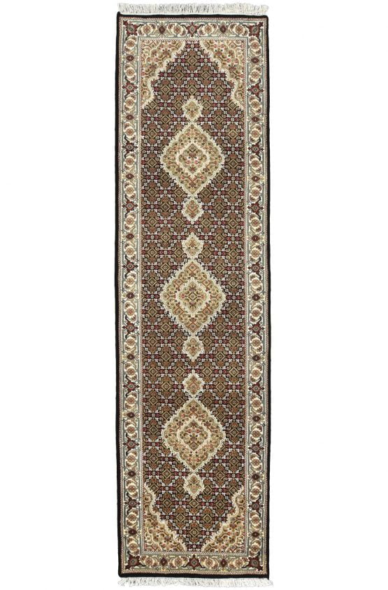 Tabriz Mahi Runner 2'8'' x 9'9'' Black Wool Traditional Hand-Knotted Rug