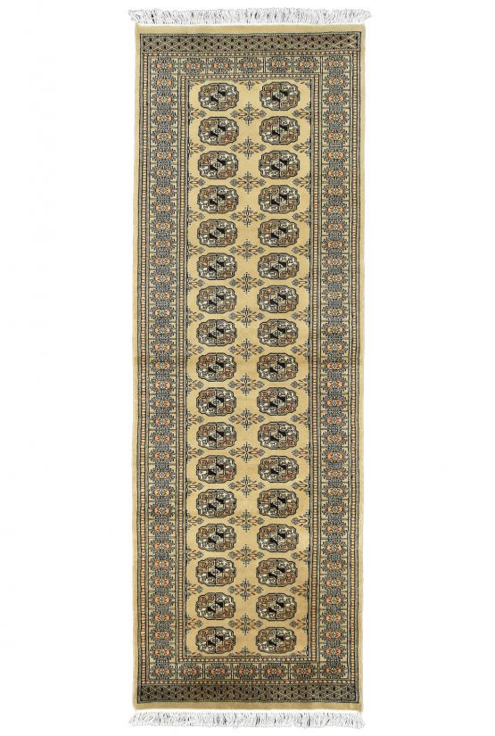 Bokhara Runner 2'7'' x 7'10'' Beige Wool Tribal Hand-Knotted Oriental Rug