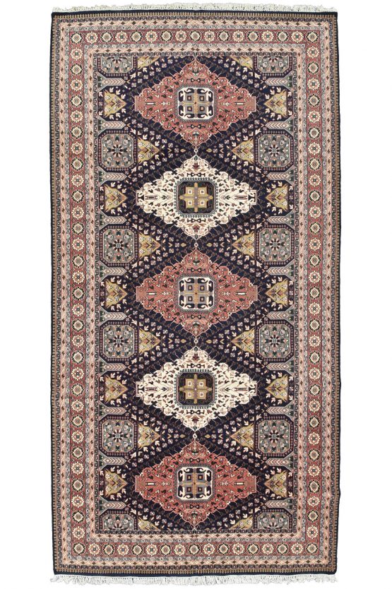 Heriz Rug 8' x 15'10'' Blue Wool Vintage Traditional Hand-Knotted Carpet