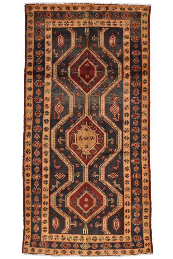 Kolyai Rug 5' x 9'7'' Blue Wool Semi-Antique Tribal Hand-Knotted Carpet