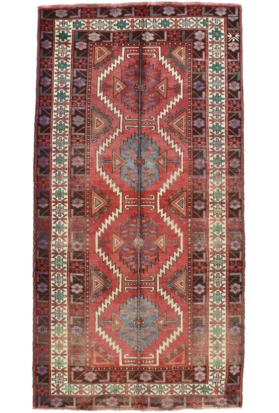Luri Rug 5'1'' x 9'9'' Red Wool Semi-Antique Tribal Hand-Knotted Carpet