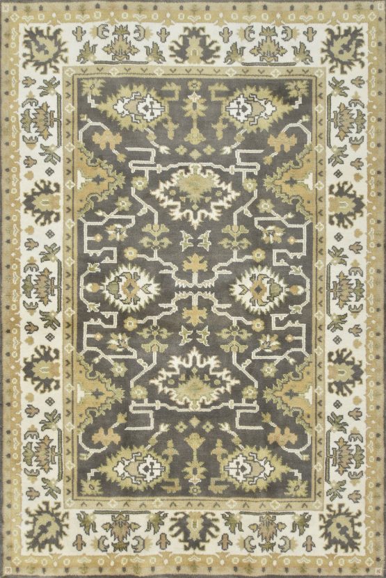 Oushak Rug 6' x 9' Gray Wool Traditional Hand-Knotted Oriental Carpet