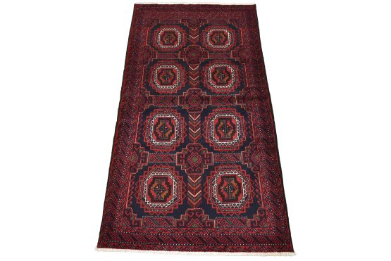 Baloch Rug 3'4'' x 6' Blue Wool Vintage Tribal Hand-Knotted Oriental Carpet