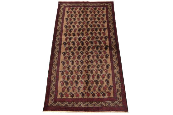Baloch Rug 3'2'' x 5'9'' Brown Wool Vintage Tribal Hand-Knotted Oriental Carpet