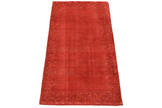 Gabbeh Rug 3' x 5'2'' Red Wool Contemporary Hand-Knotted Carpet