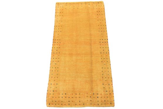 Gabbeh Rug 2'3'' x 4'8'' Gold Wool Contemporary Hand-Knotted Carpet