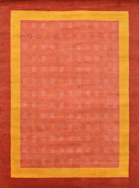 Gabbeh Rug 8'3'' x 11' Red Wool Contemporary Hand-Knotted Carpet