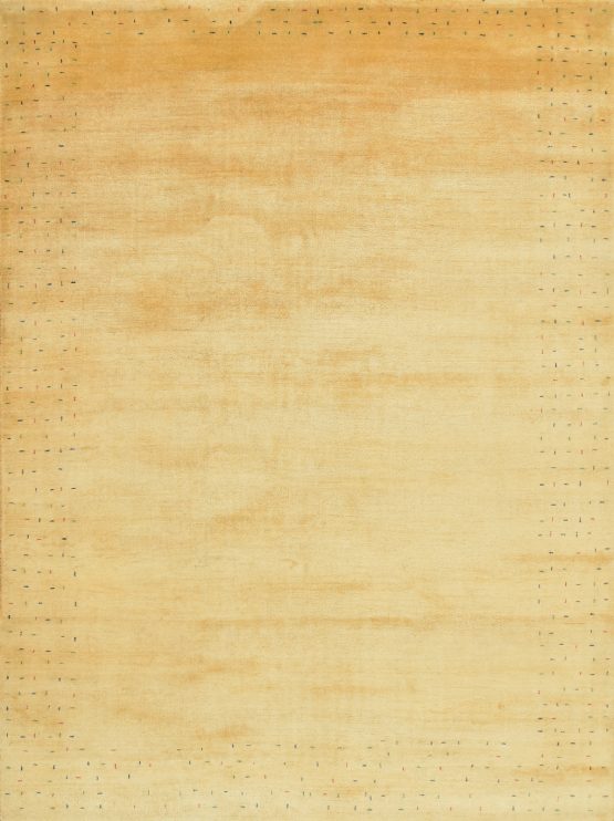 Gabbeh Rug 6'11'' x 9'4'' Gold Wool Contemporary Hand-Knotted Carpet