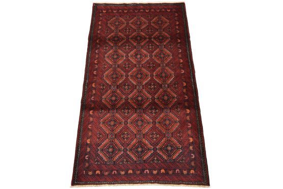 Baloch Rug 2'10'' x 5'1'' Blue Wool Vintage Tribal Hand-Knotted Oriental Carpet
