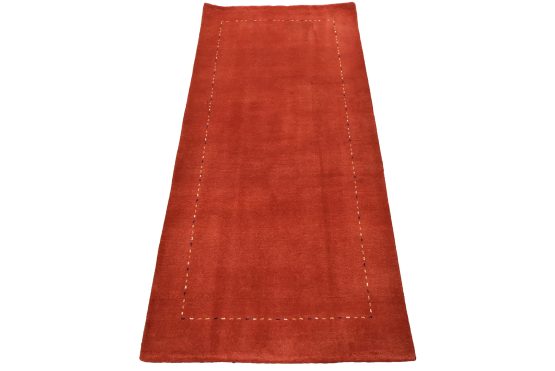 Gabbeh Runner 3'3'' x 6'9'' Red Wool Contemporary Hand-Knotted Rug