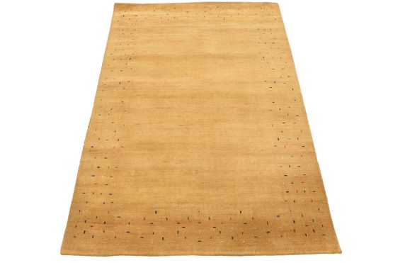 Gabbeh Rug 4'7'' x 6'3'' Gold Wool Contemporary Hand-Knotted Area Carpet