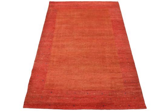 Gabbeh Rug 4'10'' x 6'8'' Rust Wool Contemporary Hand-Knotted Carpet