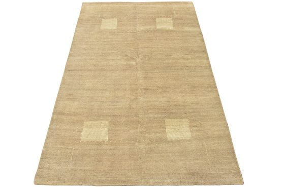 Gabbeh Rug 5'1'' x 7'7'' Beige Wool Contemporary Hand-Knotted Carpet