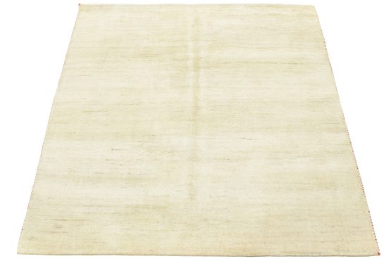 Gabbeh Rug 5'1'' x 5' Ivory Wool Contemporary Hand-Knotted Carpet