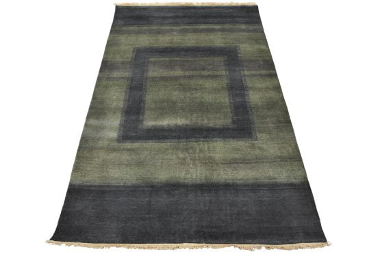 Gabbeh Rug 5'1'' x 7'6'' Gray Wool Contemporary Hand-Knotted Carpet