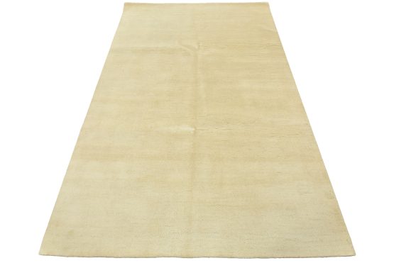 Solid Ivory Rug 6' x 9'1'' Wool Contemporary Hand-Knotted Area Carpet