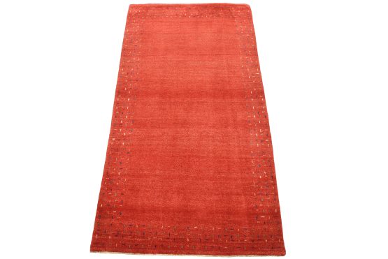 Gabbeh Rug 2'10'' x 5'2'' Red Wool Contemporary Hand-Knotted Carpet