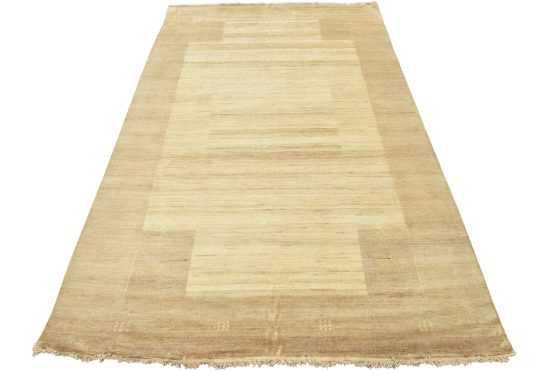 Gabbeh Rug 6'7'' x 9'8'' Beige Wool Contemporary Hand-Knotted Carpet