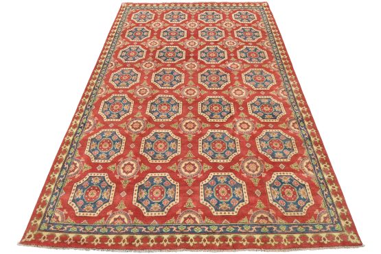 Kazak Rug 6'8'' x 9'8'' Red Wool Traditional Hand-Knotted Oriental Carpet