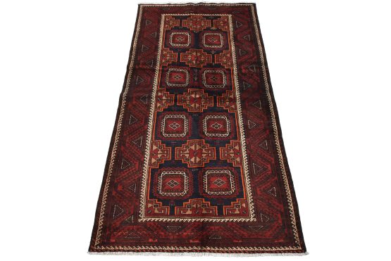 Baloch Rug 3'6'' x 6'7'' Blue Wool Vintage Tribal Hand-Knotted Oriental Carpet