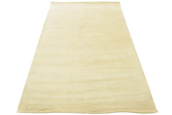 Solid Ivory Rug 5'8'' x 8'2'' Wool Contemporary Hand-Knotted Area Carpet