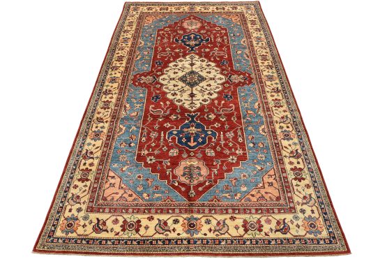Fine Kazak Rug 5'9'' x 9'4'' Red Wool Traditional Hand-Knotted Oriental Carpet
