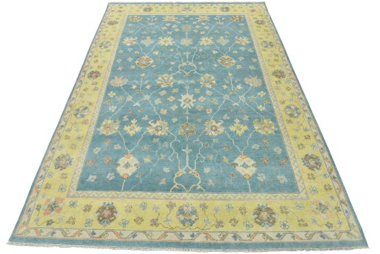 Anatolia Rug 9' x 12'4'' Blue Wool Traditional Hand-Knotted Oriental Carpet
