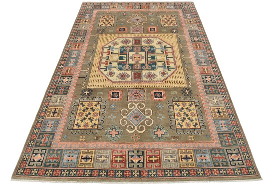 Kazak Rug 8' x 11'6'' Brown Wool Tribal Hand-Knotted Oriental Carpet