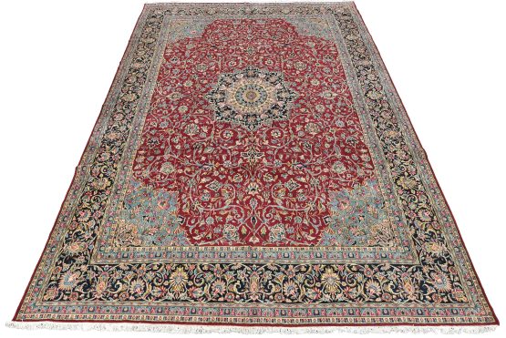 Kerman Rug 11'2'' x 16'3'' Red Wool Vintage Traditional Hand-Knotted Carpet