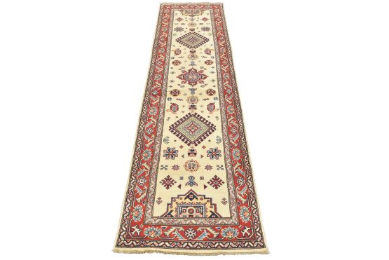 Kazak Runner 2'10'' x 9'9'' Beige Wool Tribal Hand-Knotted Oriental Rug