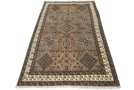 Baloch Rug 6'8'' x 10'2'' Brown Wool Vintage Tribal Hand-Knotted Oriental Carpet