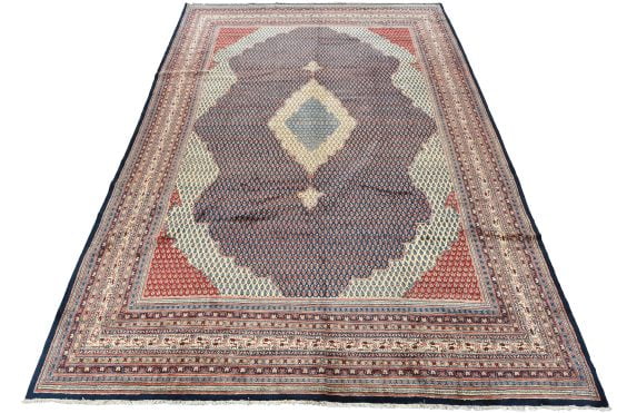 Mir Rug 10'6'' x 15'8'' Blue Wool Vintage Traditional Hand-Knotted Carpet