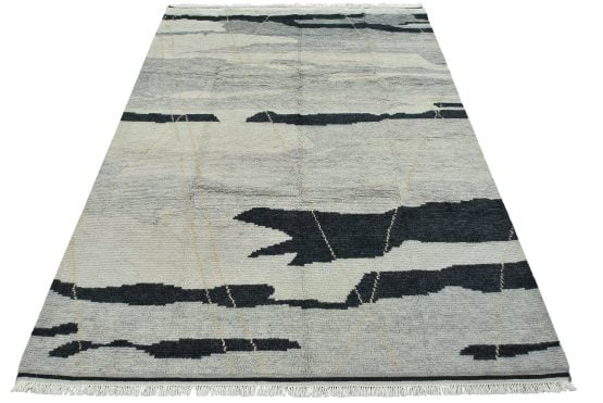 Moroccan Rug 8'1'' x 10'6'' Gray Wool Contemporary Hand-Knotted Carpet