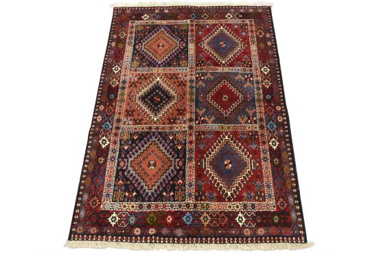 Yalameh Rug 3'5'' x 4'9'' Multicolor Wool Vintage Tribal Hand-Knotted Carpet
