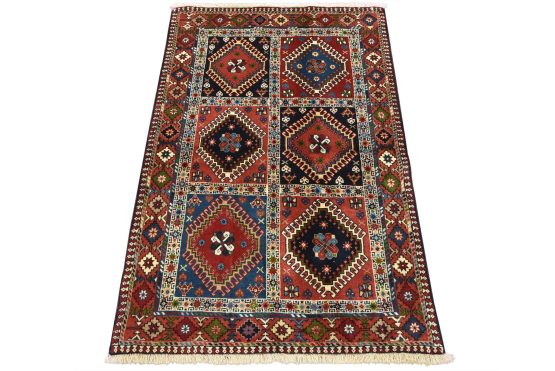 Yalameh Rug 3'4'' x 5' Multicolor Wool Vintage Tribal Hand-Knotted Carpet