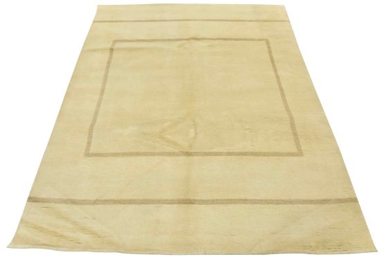 Gabbeh Rug 7'9'' x 9'5'' Ivory Wool Contemporary Hand-Knotted Carpet