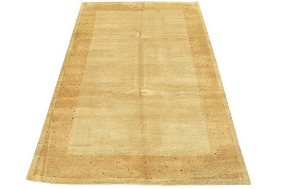 Gabbeh Rug 6'6'' x 9'1'' Beige Wool Contemporary Hand-Knotted Carpet