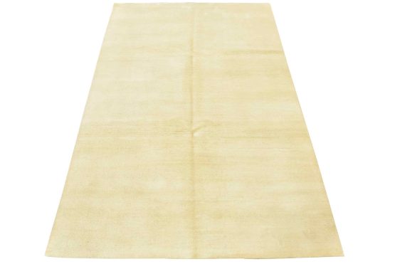 Solid Ivory Rug 6'1'' x 9'1'' Wool Hand-Knotted Carpet