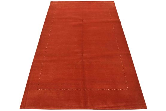 Gabbeh Rug 6'2'' x 9'8'' Red Wool Contemporary Hand-Knotted Carpet