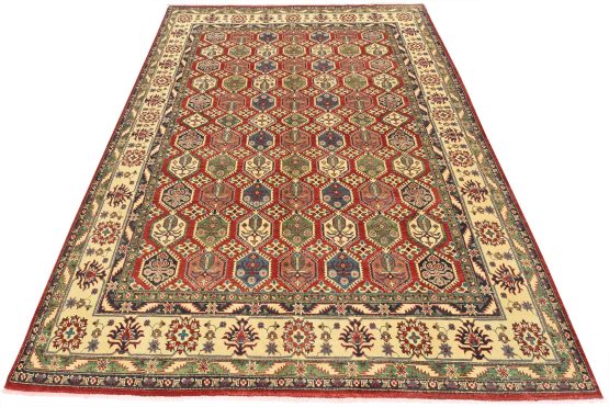 Kazak Rug 8'11'' x 12'2'' Red Wool Tribal Hand-Knotted Oriental Carpet